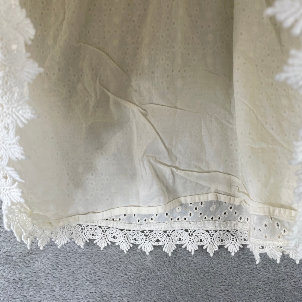 Jennifer Grace Eyelet Blouse Womens XL White Cotton Boho Flutter Sleeve Top - Picture 5 of 10
